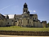 Fontevraud-l.Abbaye  The Royal Abbey of Our Lady of Fontevraud or Fontevrault (in French: abbaye de Fontevraud) is a complex of religious buildings hosting a cultural centre since 1975, the Centre Culturel de l'Ouest, in the village of Fontevraud-l'Abbaye, near Chinon, in Anjou, France. It was founded in 1101 by the itinerant preacher Robert of Arbrissel. The foundation flourished and became the center of a new monastic Order, the Order of Fontevrault. This order was composed of double monasteries, in which the community consisted of both men and women--in separate quarters of the abbey--all of which were subject to the authority of the Abbess of Fontevraud. The Abbey of Fontevraud itself consisted of four separate communities, all completely managed by the same abbess. Wikipedia